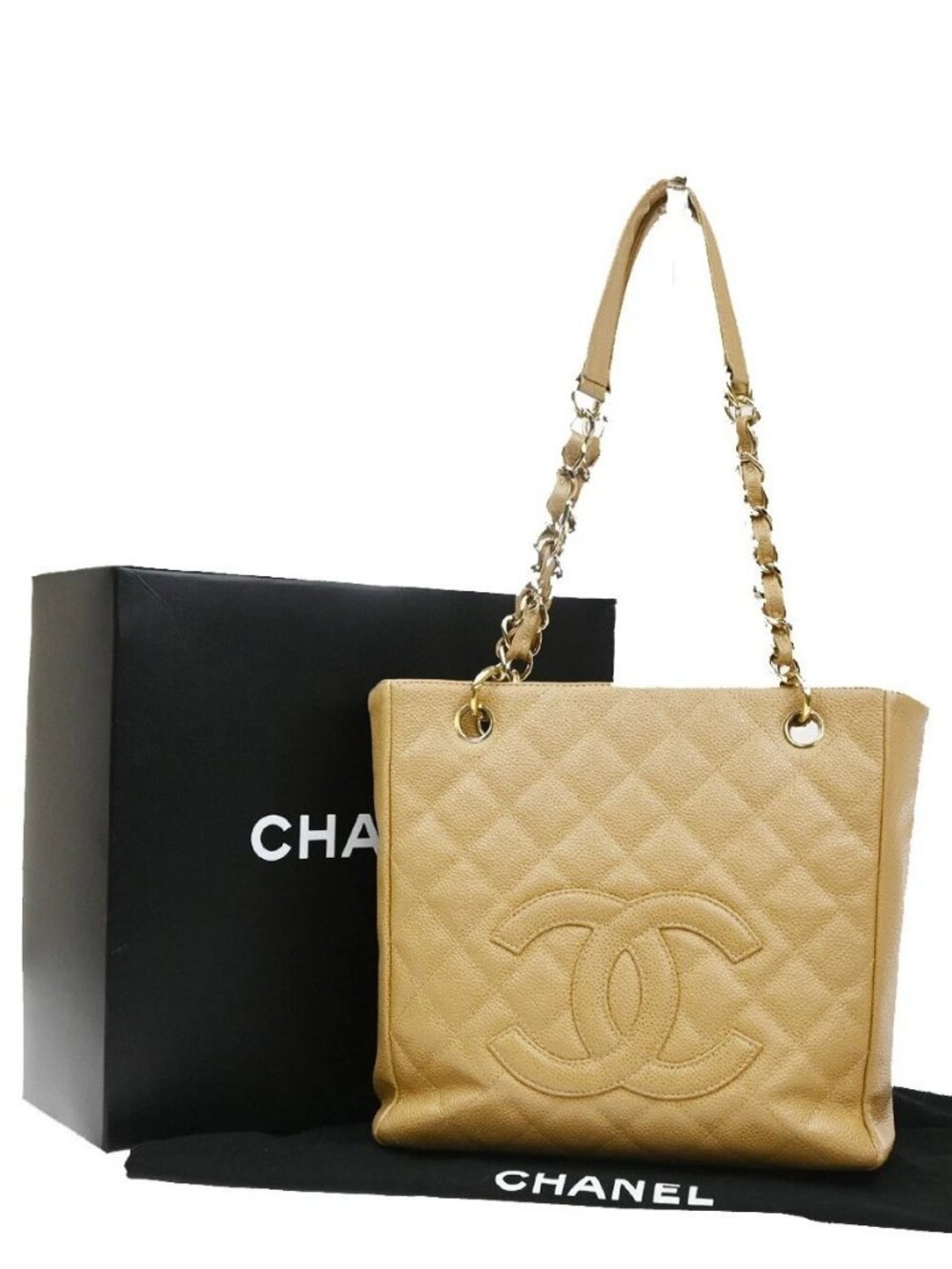 CHANEL CC Matelasse PST Chain Shoulder Bag Grained Calfskin Leather BE 320RQ056